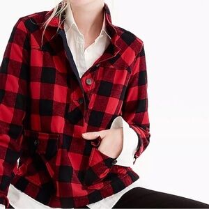 J. Crew Red and Black Plaid Women's Top